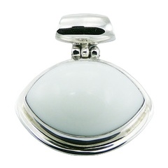 Elegant white hydro quartz gemstone framed with polished sterling silver pendant