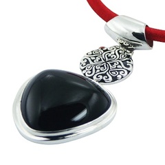 Black agate sterling silver pendant 