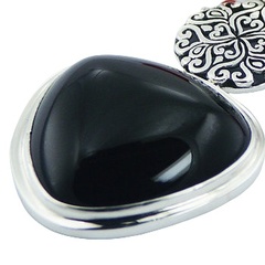 Black agate sterling silver pendant 2