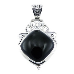 Soldered silver black or white agate gemstone pendant 4