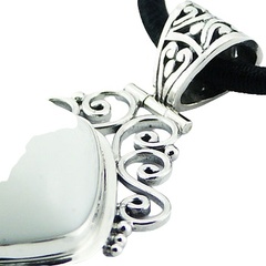 Soldered silver black or white agate gemstone pendant 2