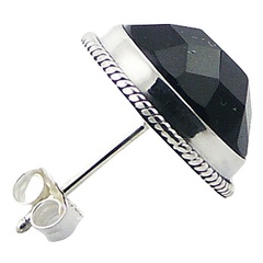 Diamond faceted black agate earrings 2