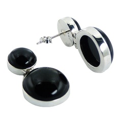 Two piece agate silver earrings 