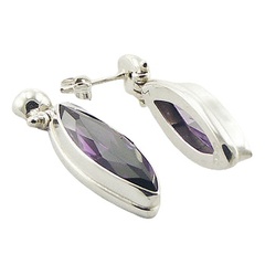Violet zirconia silver stud earrings 