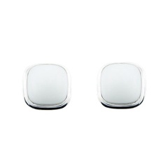 Tiny white convexed and smoothed square hydro quartz sterling silver polished stud earrings
