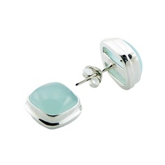 Blue hydro quartz silver stud earrings 