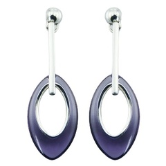 Open marquise shaped violet hydro quartz 925 sterling silver stud earrings