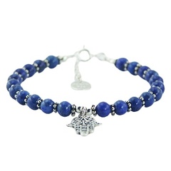Lapis lazuli bracelet silver hamsa charm 