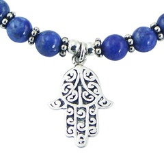 Lapis lazuli bracelet silver hamsa charm 2