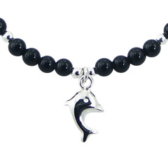 Gemstone bracelet silver dolphin charm 2