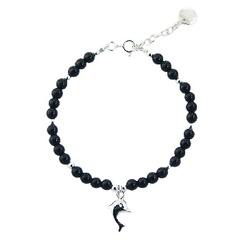 Bracelet with gemstones of your choice with silver beads and silver dolphin charm