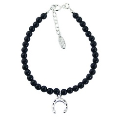 Bracelet with gemstones of your choice with silver horseshoe charm
