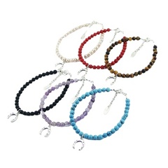 Bracelet with gemstones of your choice with silver horseshoe charm 3