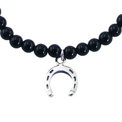 Bracelet with gemstones of your choice with silver horseshoe charm 2