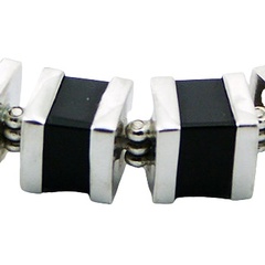 Black agate silver dice bracelet 2