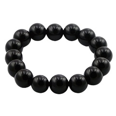 Black agate gemstone spheres 12 mm handmade stretch bracelet