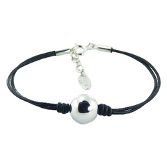 Leather bracelet with silver sphere 