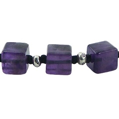 Macrame bracelet cube amethyst and silver beads 2