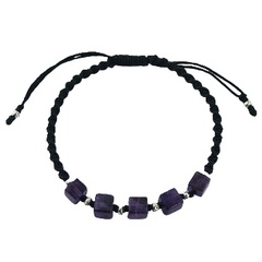 Macrame bracelet with amethyst and silver beads
