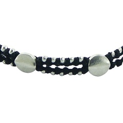 Double macrame bracelet silver discs beads 2