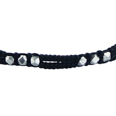 Double macrame bracelet cuboid silver beads 2