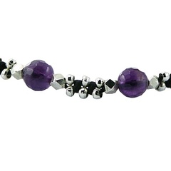 Macrame bracelet amethyst silver beads 2