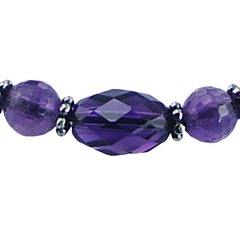 Macrame bracelet amethyst, glass and silver beads 2