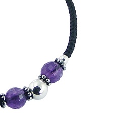 Macrame bracelet amethyst, glass and silver beads 3