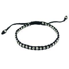 Macrame bracelet with sliver cuboid beads unisex design