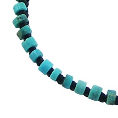 Macrame bracelet with turquoise and glass beads and disc charm 3