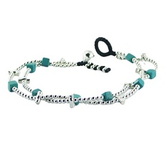 Double macrame bracelet turquoise silver 