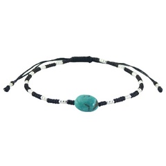 Macrame bracelet silver tube beads and turquoise 