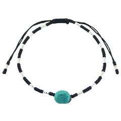 Macrame bracelet silver beads & turquoise gemstone
