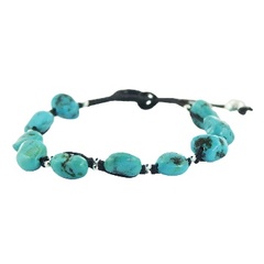 Macrame bracelet turquoise natural shape 