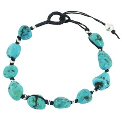 Macrame bracelet turquoise natural shape 