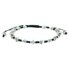 Macrame bracelet silver donut beads 