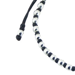 Macrame bracelet sliver round beads 3