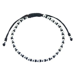 Macrame bracelet with sterling sliver round beads unisex design