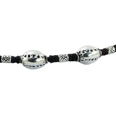 Macrame bracelet silver oval and tube beads 2