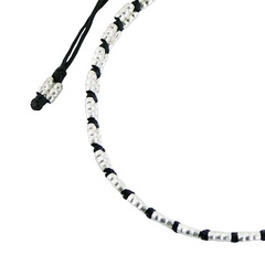 Macrame bracelet long sterling silver beads 2