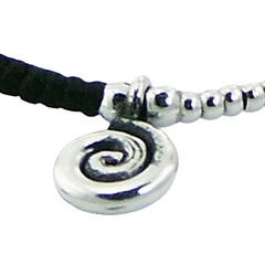 Macrame bracelet tibetan spiral silver charm 2