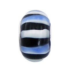Modern fresh striped patterned nautic marine murano glass bead