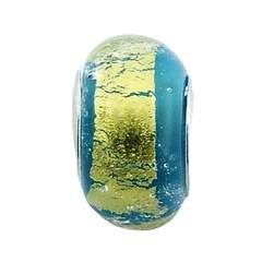 Light blue yellow transparent murano glass sterling silver core bead