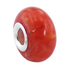 Marbled murano glass silver core bead 