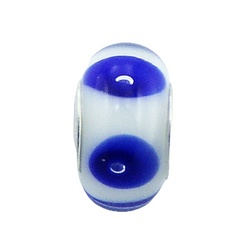 Donut shaped white murano glass blue funnels clear bubbles sterling silver core bead by BeYindi