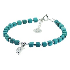 Turquoise bead bracelet with silver wing charm by BeYindi