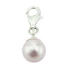 Swarovski crystal pearl clasped sterling silver cap charm