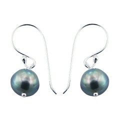 Cute spherical freshwater pearls hand soldered silver earrings
