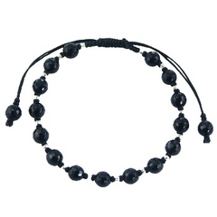 Shamballa bracelet with black agate and silver beads 