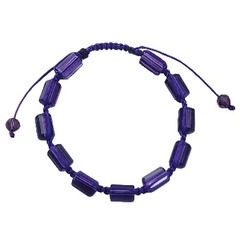 Shamballa bracelet with purple cylinder glass crystals 